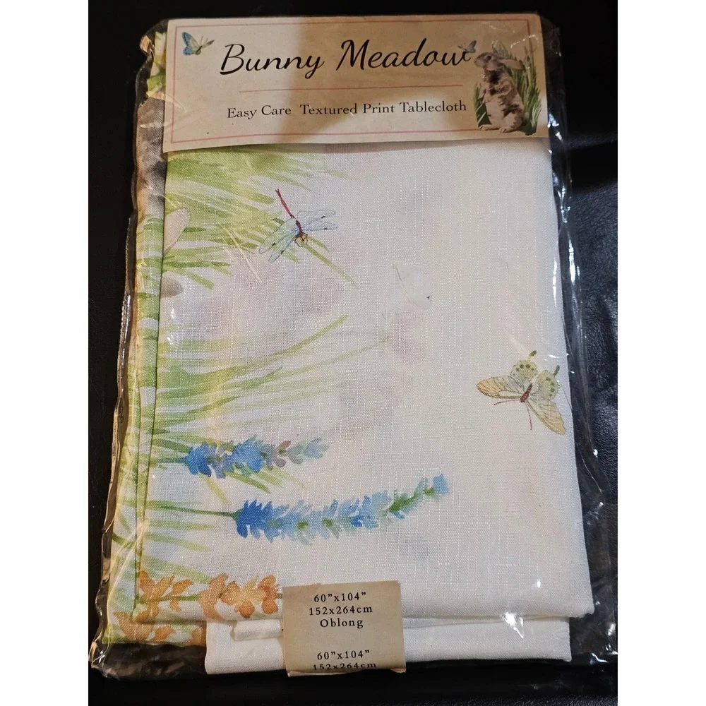 New Benson Mills Bunny Meadow 60x104 Oblong Tablecloth Easter Spring Sealed NOS